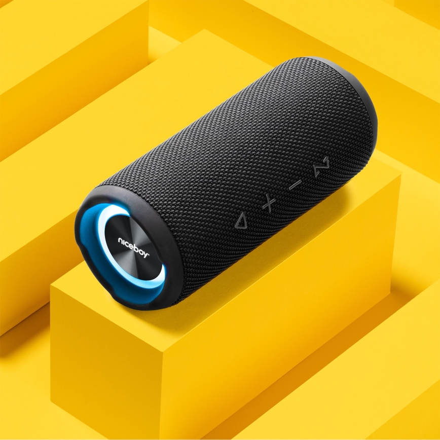 Niceboy Nexus - Светодиодная беспроводная колонка с микрофоном 26W/4000 mAh IPX6 черный