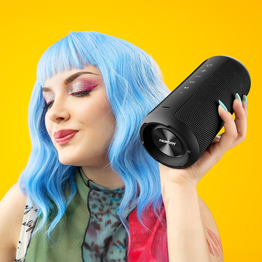 Niceboy Orion - Светодиодная беспроводная колонка с микрофоном 24W/2200 mAh IPX7 черный
