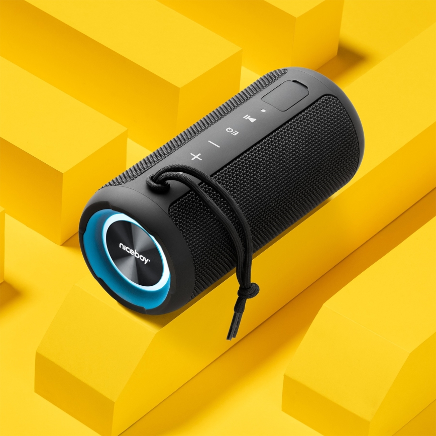 Niceboy Orion - Светодиодная беспроводная колонка с микрофоном 24W/2200 mAh IPX7 черный