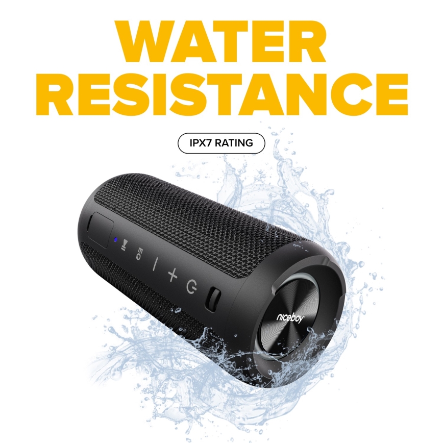 Niceboy Orion - Светодиодная беспроводная колонка с микрофоном 24W/2200 mAh IPX7 черный
