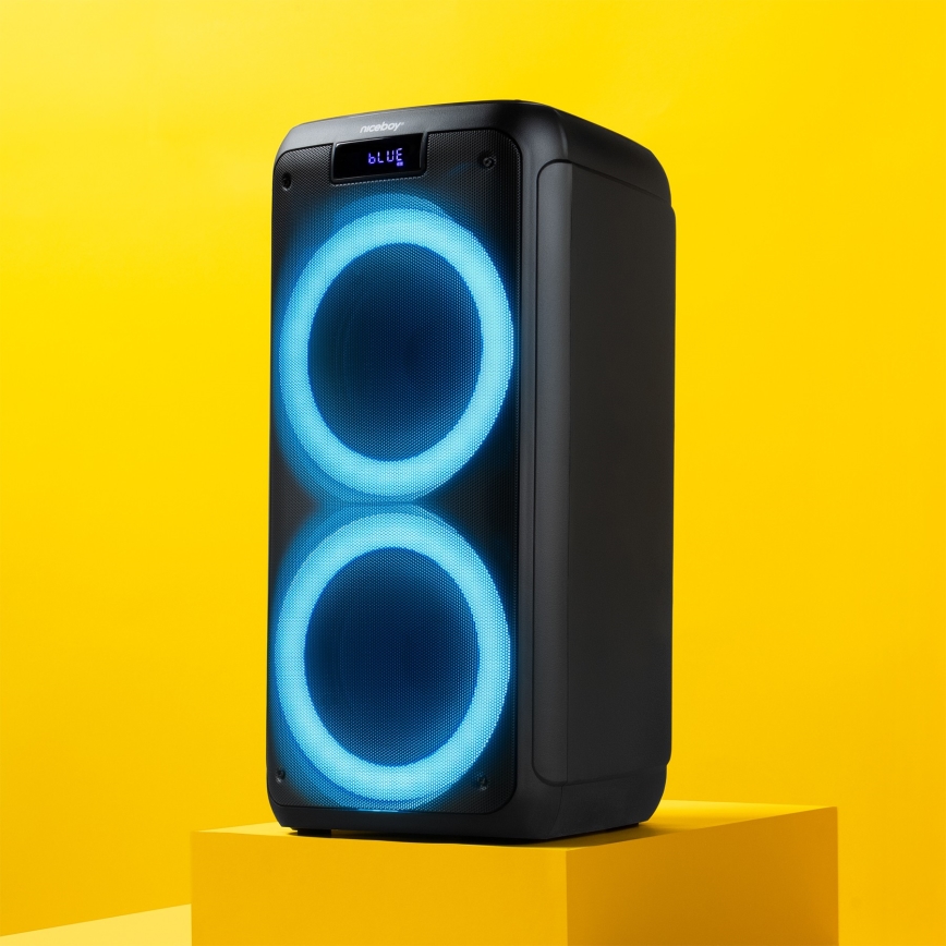 Niceboy PARTY Boss 2 - LED Безпровідний динамік з мікрофоном і функцією павербанка 200W/4500 mAh + пульт дистанційного керування