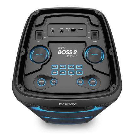 Niceboy PARTY Boss 2 - LED Безпровідний динамік з мікрофоном і функцією павербанка 200W/4500 mAh + пульт дистанційного керування