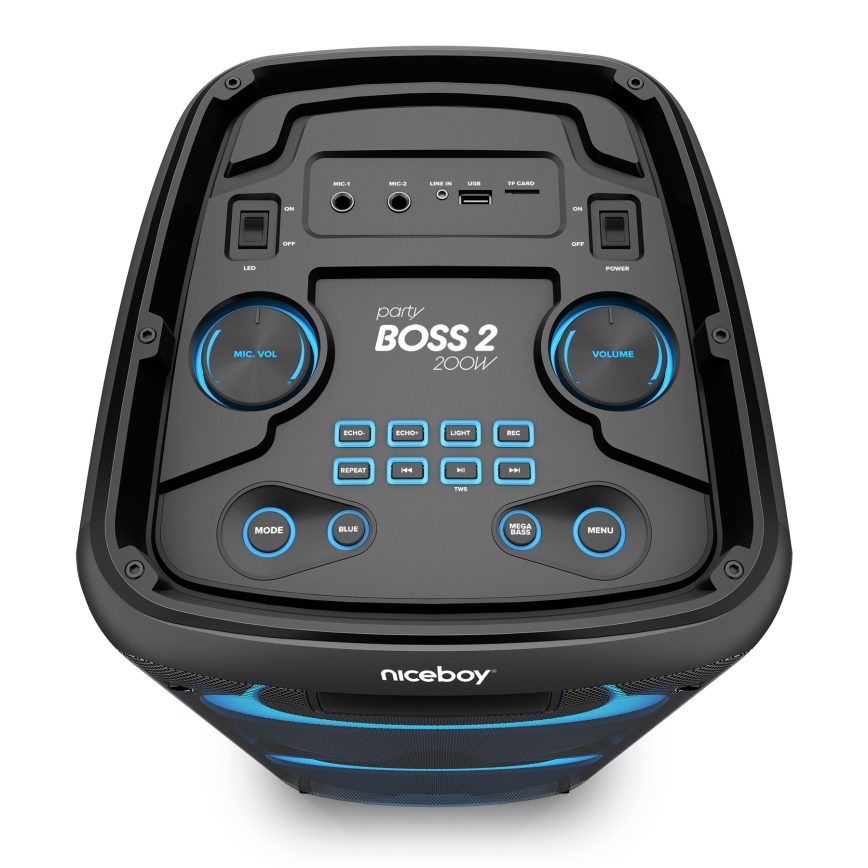 Niceboy PARTY Boss 2 - LED Безпровідний динамік з мікрофоном і функцією павербанка 200W/4500 mAh + пульт дистанційного керування
