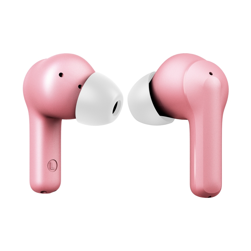 Niceboy Pins 4 - Беспроводные наушники с активным шумоподавлением (ANC), аккумулятор 400 мА·ч + 2×50 мА·ч, IPX4, розовые