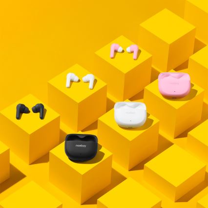 Niceboy Pins 4 - Бездротові навушники з активним шумозаглушенням (ANC) 400 mAh + 2x 50 mAh IPX4 рожеві