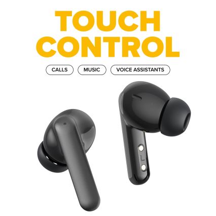 Niceboy Pins 4 PRO - Беспроводные наушники с активным шумоподавлением ANC, 380 мАч + 2x 35 мАч, степень защиты IP54, черные