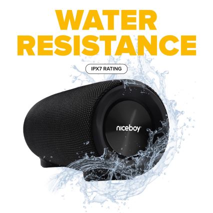 Niceboy Titan 4 - Светодиодная беспроводная колонка с микрофоном и функцией повербанка 50W/4000 mAh IPX7 черный