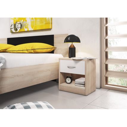 Нічна тумбочка NED, дуб сонома/білий