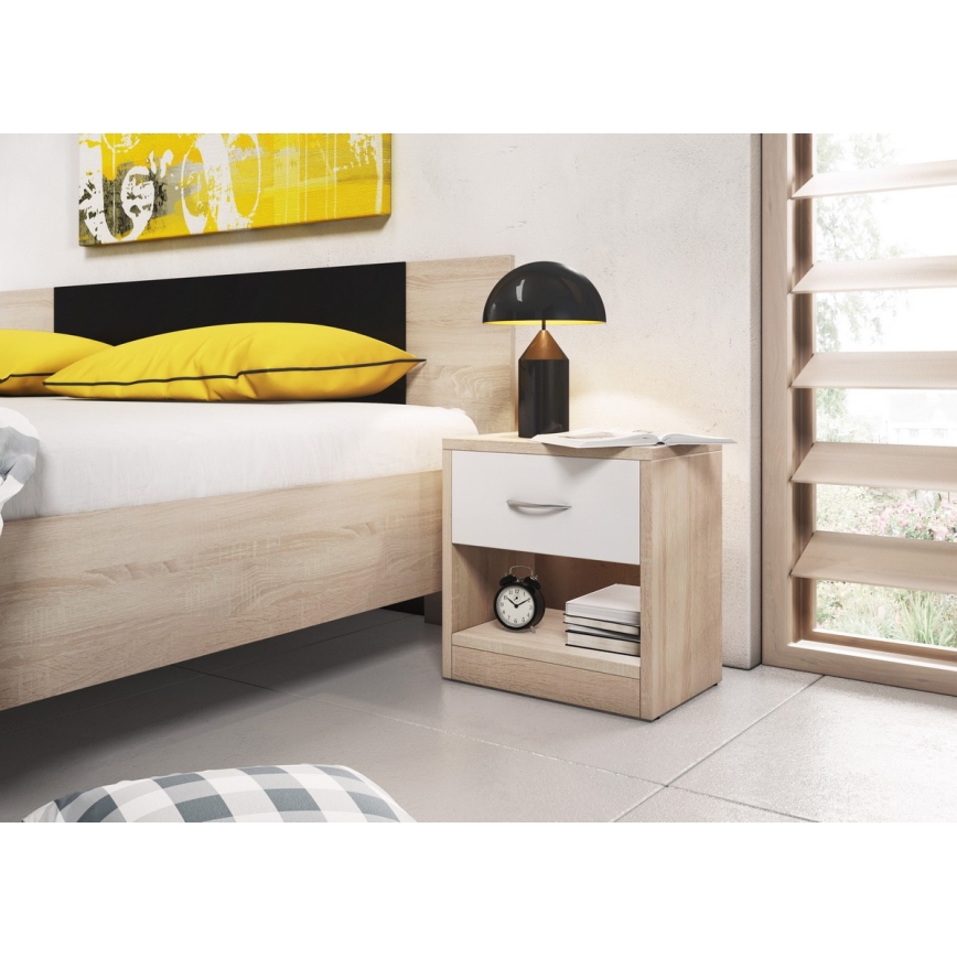 Нічна тумбочка NED, дуб сонома/білий