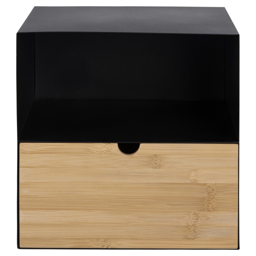 Нічний столик з можливістю кріплення на стіну BEKIM чорний/бамбук