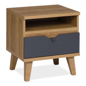 Нічний столик BORIA 48x45 см золотий дуб/антрацит