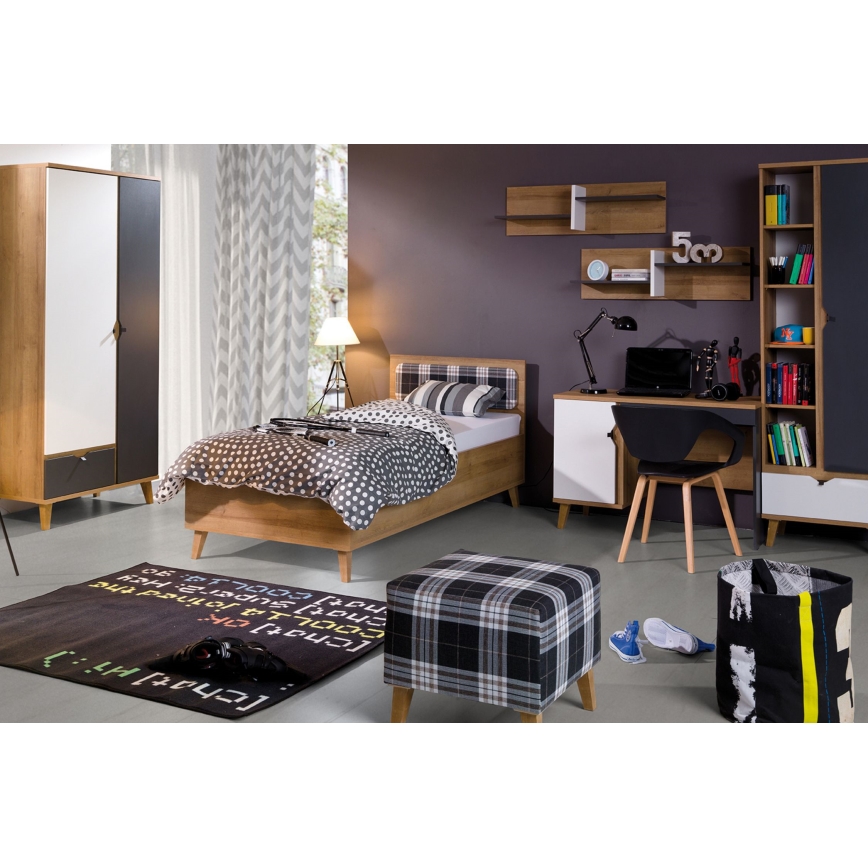 Нічний столик BORIA 48x45 см золотий дуб/антрацит