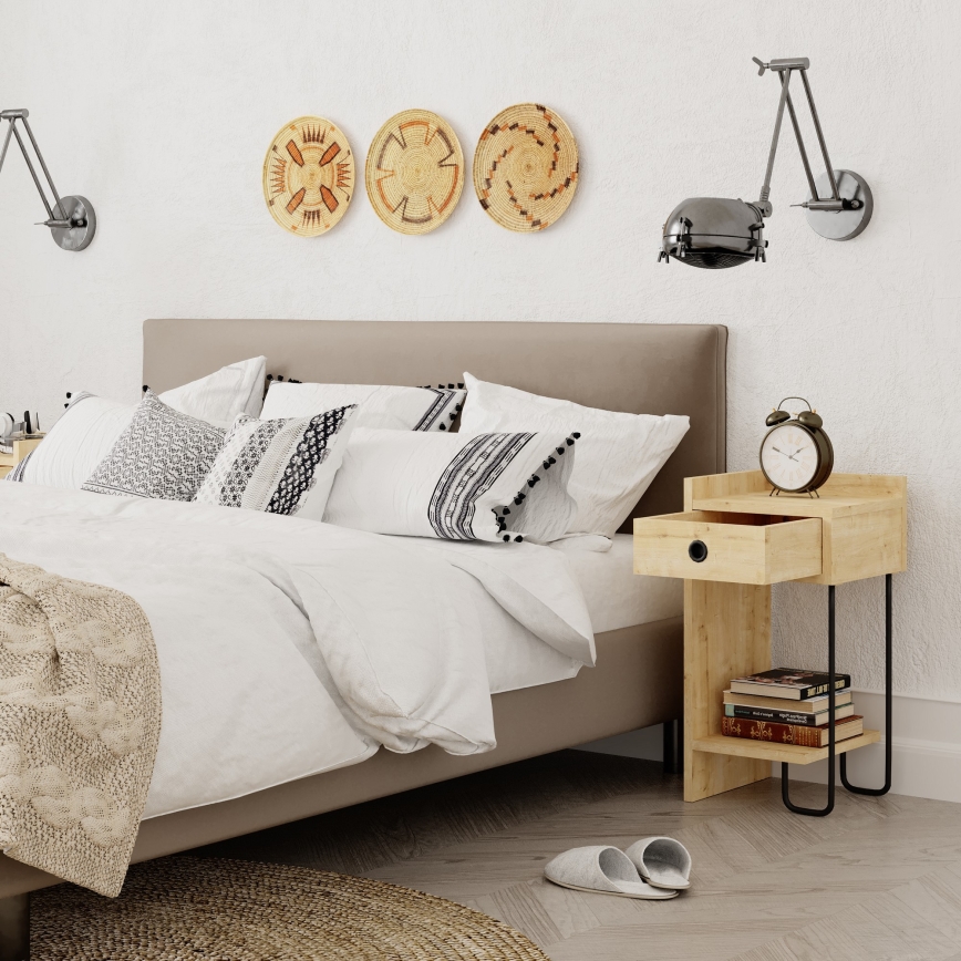 Нічний столик CACTUS 60x29,5 см бежевий/чорний