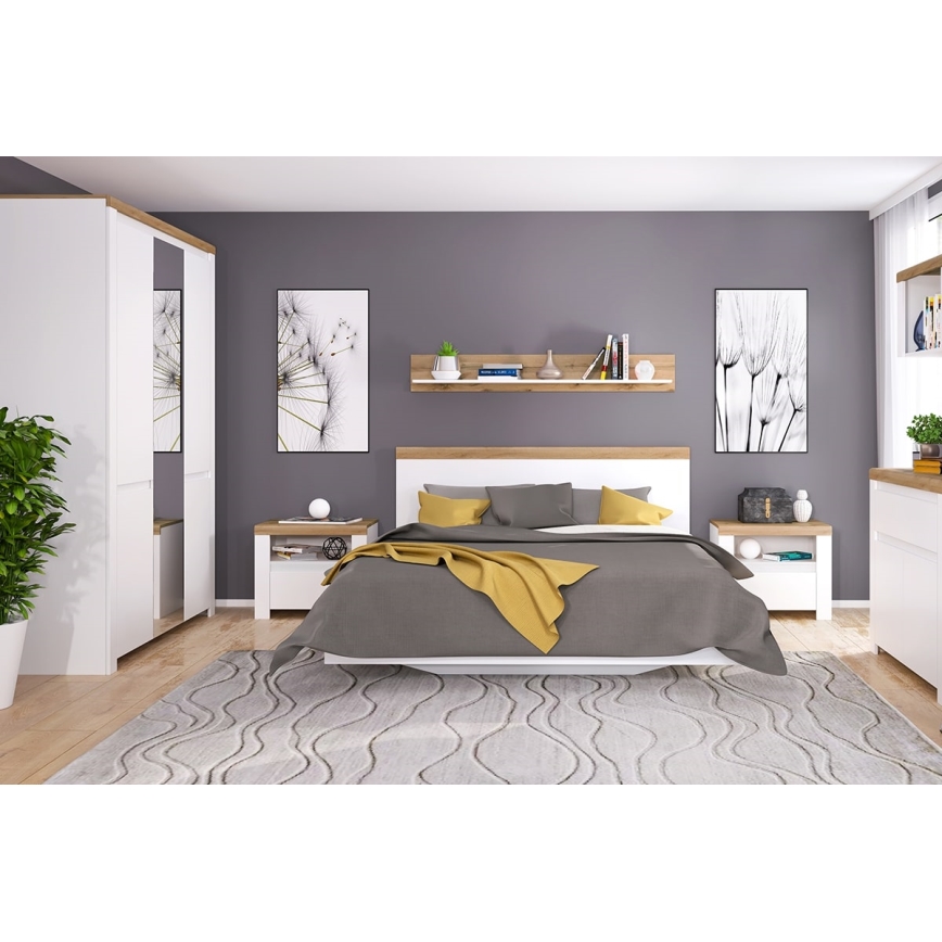 Нічний столик DAMINO 50,5x60 см білий/дуб вотан