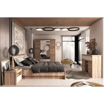 Нічний столик ENTO 45x46,5 см дуб сонома/білий