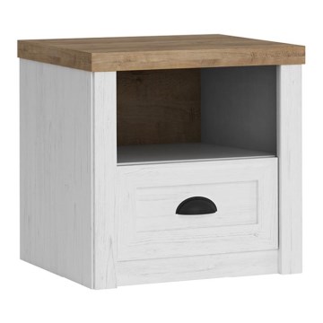 Нічний столик LEMAS 45x51 см білий/темний дуб