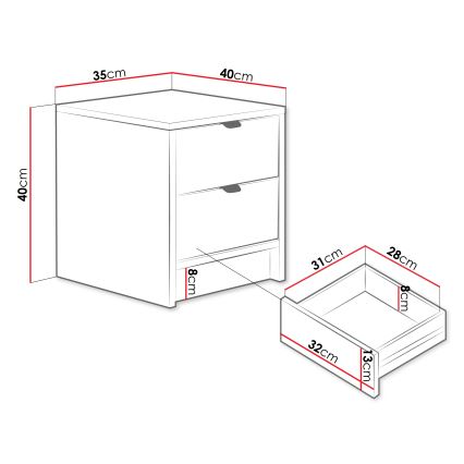 Нічний столик TIRENO 40x35 cm бежевого кольору