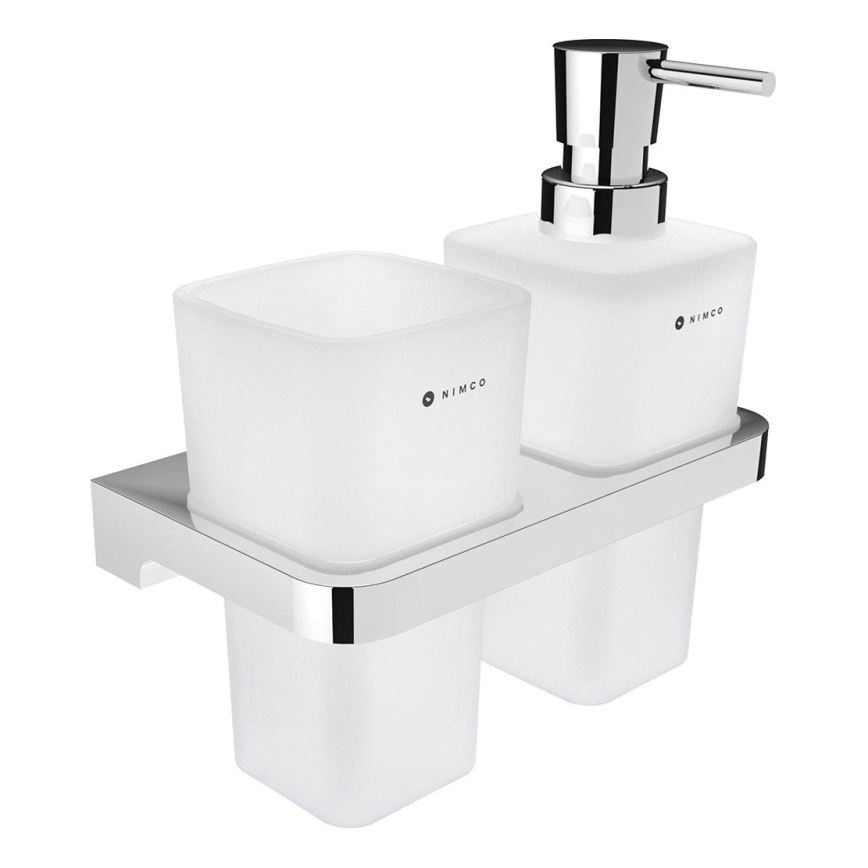NIMCO MA 2905831H-26 - Настенный дозатор мыла и toothbrush stand MAYA 290 мм матовая стекло/блестящий хром