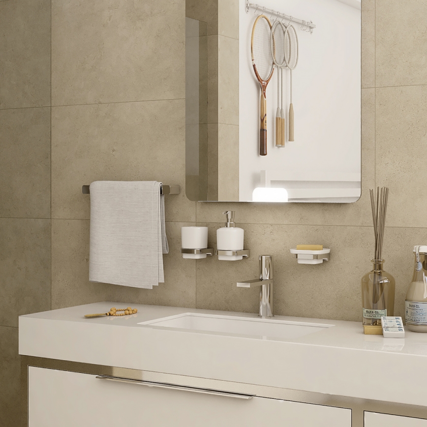 NIMCO MA набор-31K-26 - Настенный-mounted soap dispenser, toothbrush stand и настенная hook MAYA 320 мм белая/блестящий хром