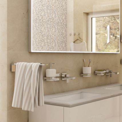 NIMCO MA set-31K-26 - Настінний дозатор для мила, підставка для зубних щіток і настінний гачок MAYA 320 мл білий/глянцевий хром