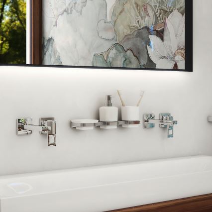 NIMCO MA set-31K-26 - Настінний дозатор для мила, підставка для зубних щіток і настінний гачок MAYA 320 мл білий/глянцевий хром