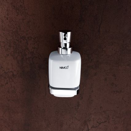 NIMCO MA set-31K-26 - Настінний дозатор для мила, підставка для зубних щіток і настінний гачок MAYA 320 мл білий/глянцевий хром