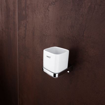 NIMCO MA set-31K-26 - Настінний дозатор для мила, підставка для зубних щіток і настінний гачок MAYA 320 мл білий/глянцевий хром