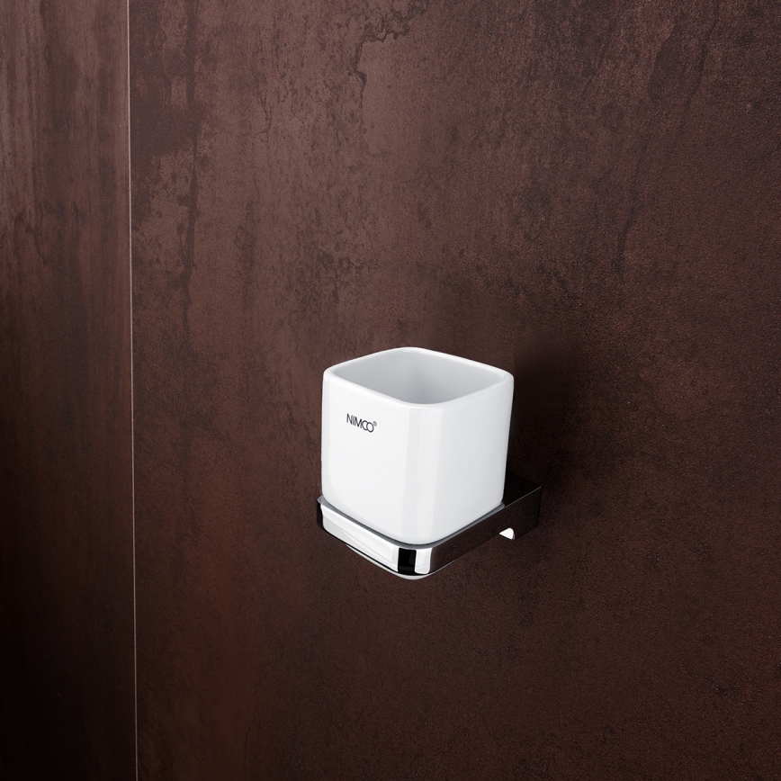 NIMCO MA set-31K-26 - Настінний дозатор для мила, підставка для зубних щіток і настінний гачок MAYA 320 мл білий/глянцевий хром