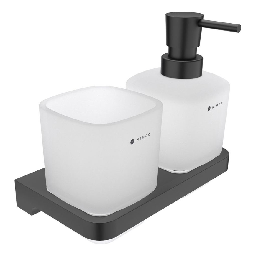 NIMCO MAC 2905831C-T-90 - Настенный дозатор мыла и toothbrush stand MAYA 320 мм матовая стекло/матовая черная