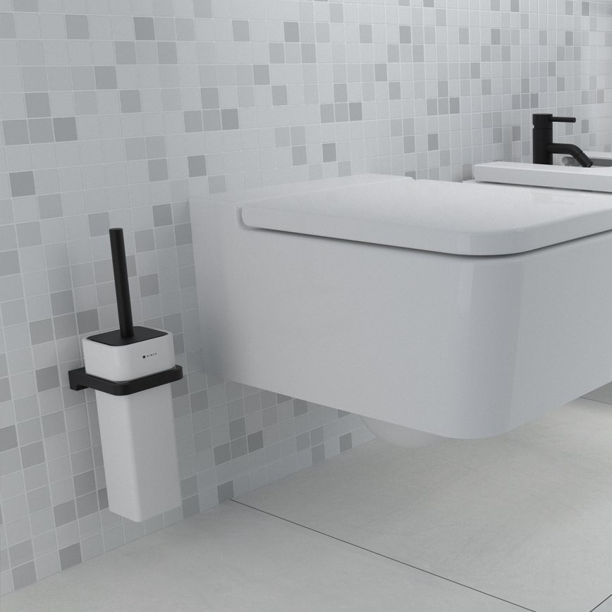 NIMCO MAC 29094K-90 - Настінний йоржик для унітазу MAYA білий/матовий чорний