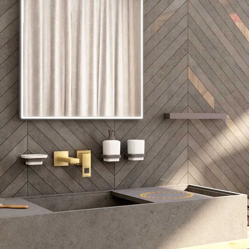 NIMCO MAC набор-31K-T-90 - Настенный-mounted soap dispenser, toothbrush stand и настенная hook MAYA 320 мм белая/матовая черная