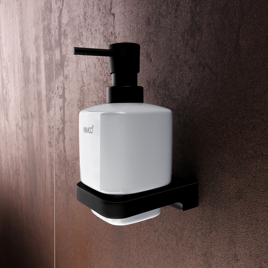 NIMCO MAC набор-31K-T-90 - Настенный-mounted soap dispenser, toothbrush stand и настенная hook MAYA 320 мм белая/матовая черная
