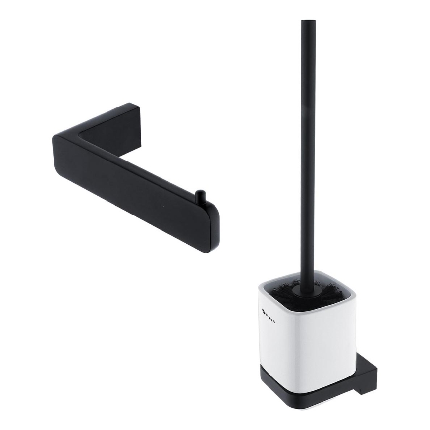 NIMCO MAC set-94KN-90 - Настенный ершик для унитаза и держатель туалетной бумаги MAYA белый/матовый черный
