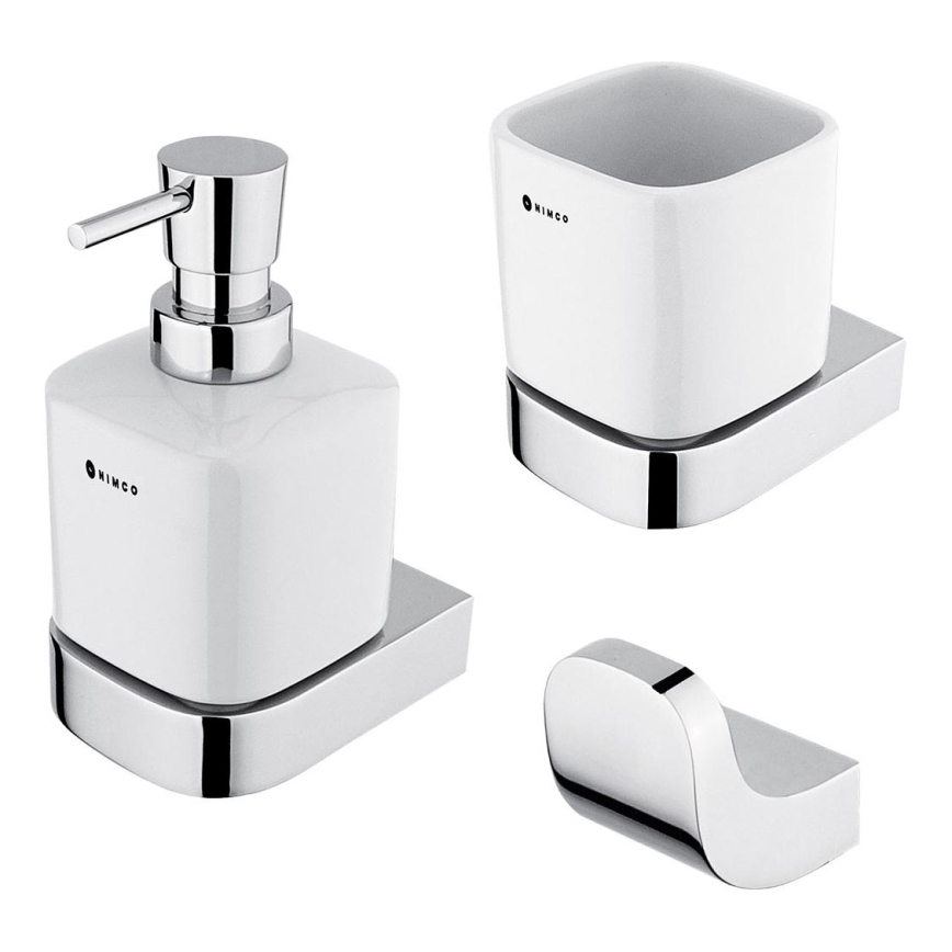 NIMCO NK набор-31K-26 - Настенный-mounted soap dispenser, toothbrush stand и настенная hook NIKAU 320 мм белая/блестящий хром