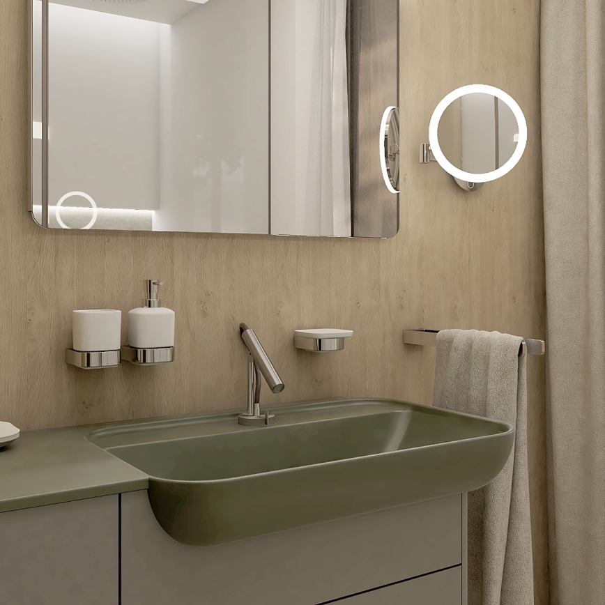 NIMCO NK set-31K-26 - Настінний дозатор для мила, підставка для зубних щіток і настінний гачок NIKAU 320 мл білий/глянцевий хром