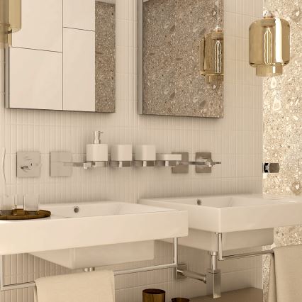 NIMCO NK set-31K-26 - Настінний дозатор для мила, підставка для зубних щіток і настінний гачок NIKAU 320 мл білий/глянцевий хром