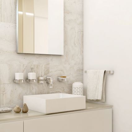 NIMCO NK set-31K-26 - Настінний дозатор для мила, підставка для зубних щіток і настінний гачок NIKAU 320 мл білий/глянцевий хром