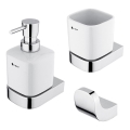 NIMCO NK set-31K-26 - Настінний дозатор для мила, підставка для зубних щіток і настінний гачок NIKAU 320 мл білий/глянцевий хром