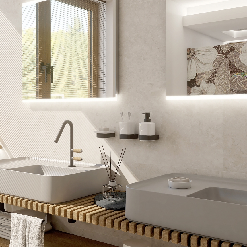 NIMCO NKC набор-31K-T-90 - Настенный-mounted soap dispenser, toothbrush stand и настенная hook NIKAU 320 мм белая/матовая черная