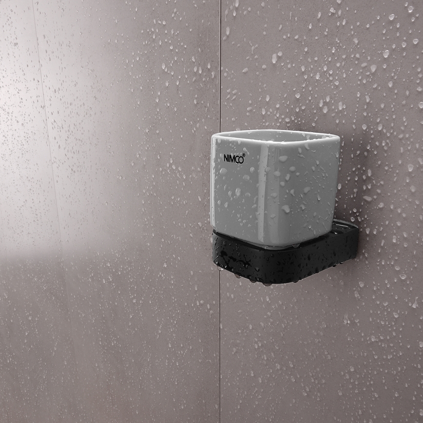 NIMCO NKC набор-31K-T-90 - Настенный-mounted soap dispenser, toothbrush stand и настенная hook NIKAU 320 мм белая/матовая черная
