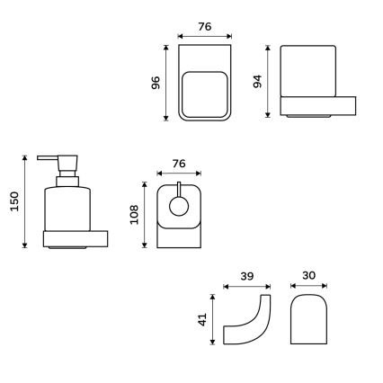 NIMCO NKC набор-31K-T-90 - Настенный-mounted soap dispenser, toothbrush stand и настенная hook NIKAU 320 мм белая/матовая черная