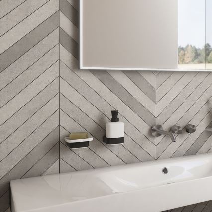 NIMCO NKC set-31K-T-90 - Настінний дозатор для мила, підставка для зубних щіток і настінний гачок NIKAU 320 мл білий/матовий чорний