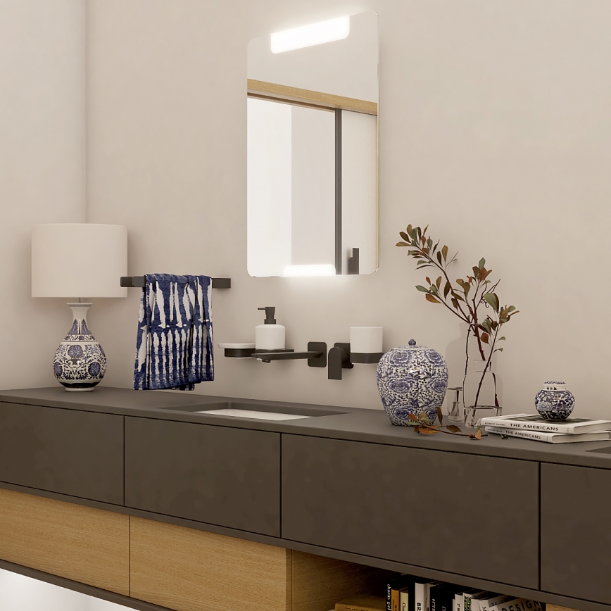 NIMCO NKC set-31K-T-90 - Настінний дозатор для мила, підставка для зубних щіток і настінний гачок NIKAU 320 мл білий/матовий чорний