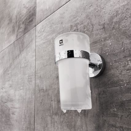 NIMCO UN set-31W-26 - Настінний дозатор для мила, підставка для зубних щіток і настінний гачок UNIX 250 мл матове скло/глянцевий хром