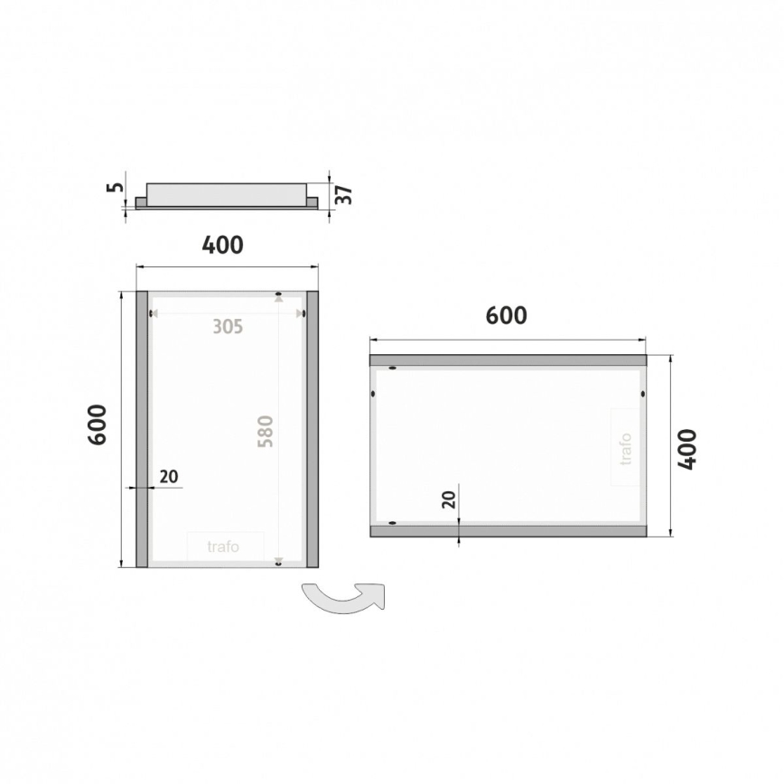 NIMCO ZP 11000 - LED-підсвічене дзеркало для ванної кімнати LED/18W/230V 6500K 60x40 см IP44