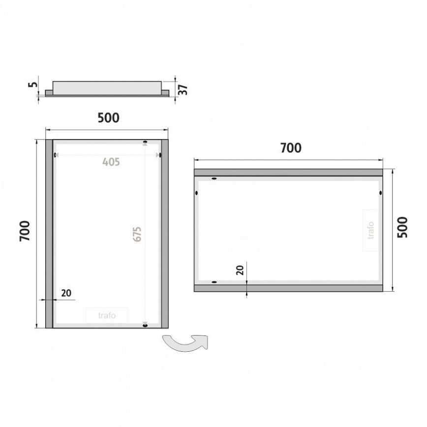 NIMCO ZP 11001 - Зеркало для ванной комнаты со светодиодной подсветкой LED/21W/230V 6500K 70x50 см IP44
