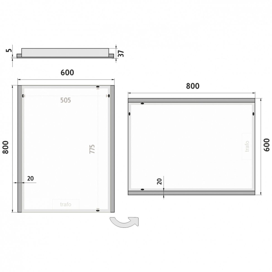 NIMCO ZP 11002 - Зеркало для ванной комнаты со светодиодной подсветкой LED/24W/230V 6500K 80x60 см IP44