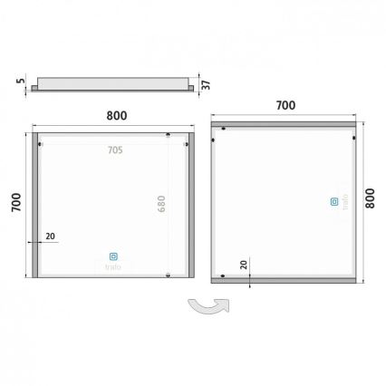 NIMCO ZP 11003V - Дзеркало для ванної з LED підсвіткою та регулюванням яскравості LED/21W/230V 3000-6500K 70x80 см IP44