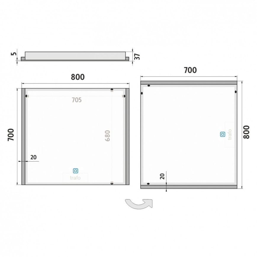 NIMCO ZP 11003V - Дзеркало для ванної з LED підсвіткою та регулюванням яскравості LED/21W/230V 3000-6500K 70x80 см IP44