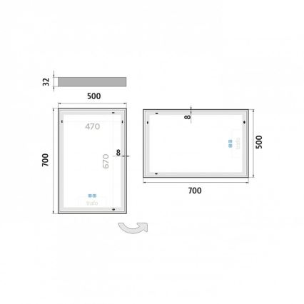 NIMCO ZP 13001VX - затемнюване LED-дзеркало для ванної з підсвічуванням LED/35W/230V 3000-6500K 70x50 см IP44